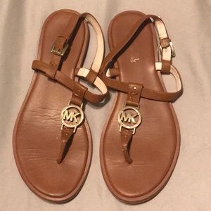 Michael Kors Brown MK Logo Sandals Size 8